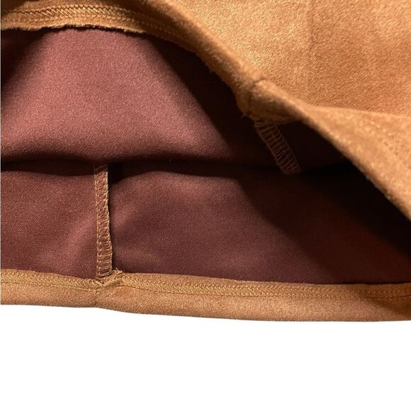 IRIS Faux Leather Tan Mini Dress with Spaghetti Straps Size Small - Picture 5 of 5